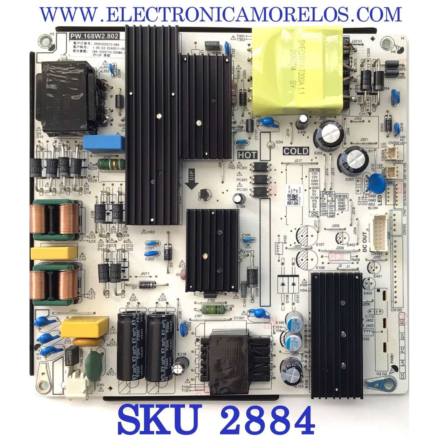 FUENTE PARA TV SCEPTRE / NUMERO DE PARTE 1.05.03.0240011 / PW.168W2.802 / DXCK202012 / 1.05.03.0240011-000 / P21010287-0A02652 / PANEL T650QVN08.4 / MODELO N65